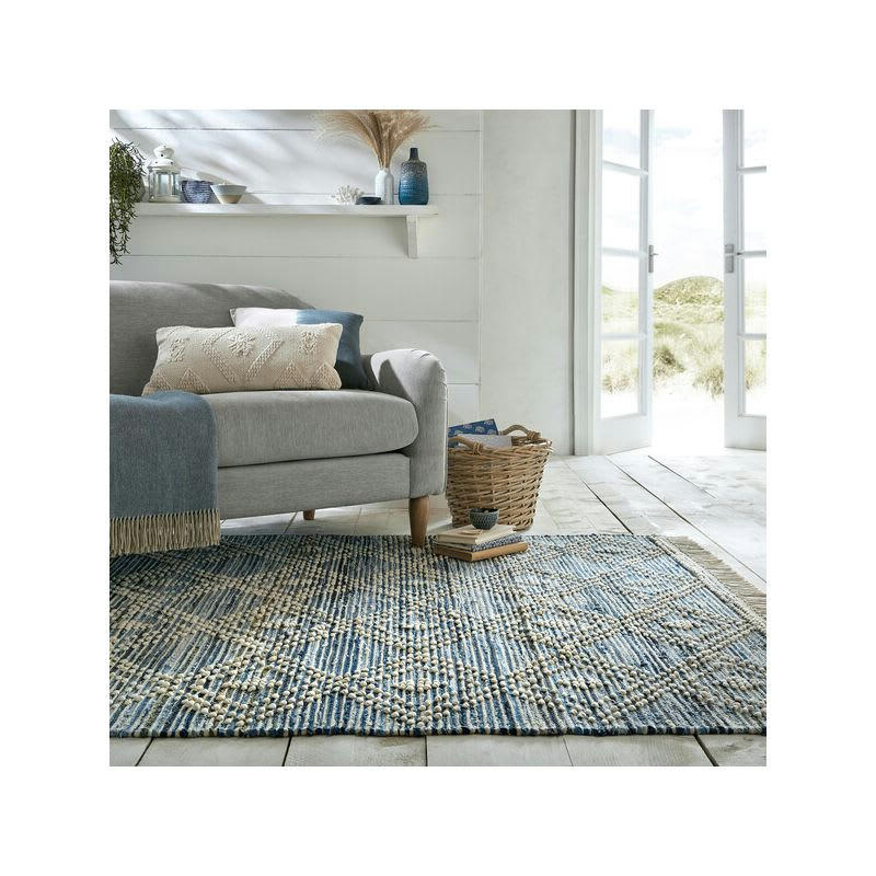 DENIM - Tapis moderne coton tissé main en jeans recyclés lissie 160 x 230