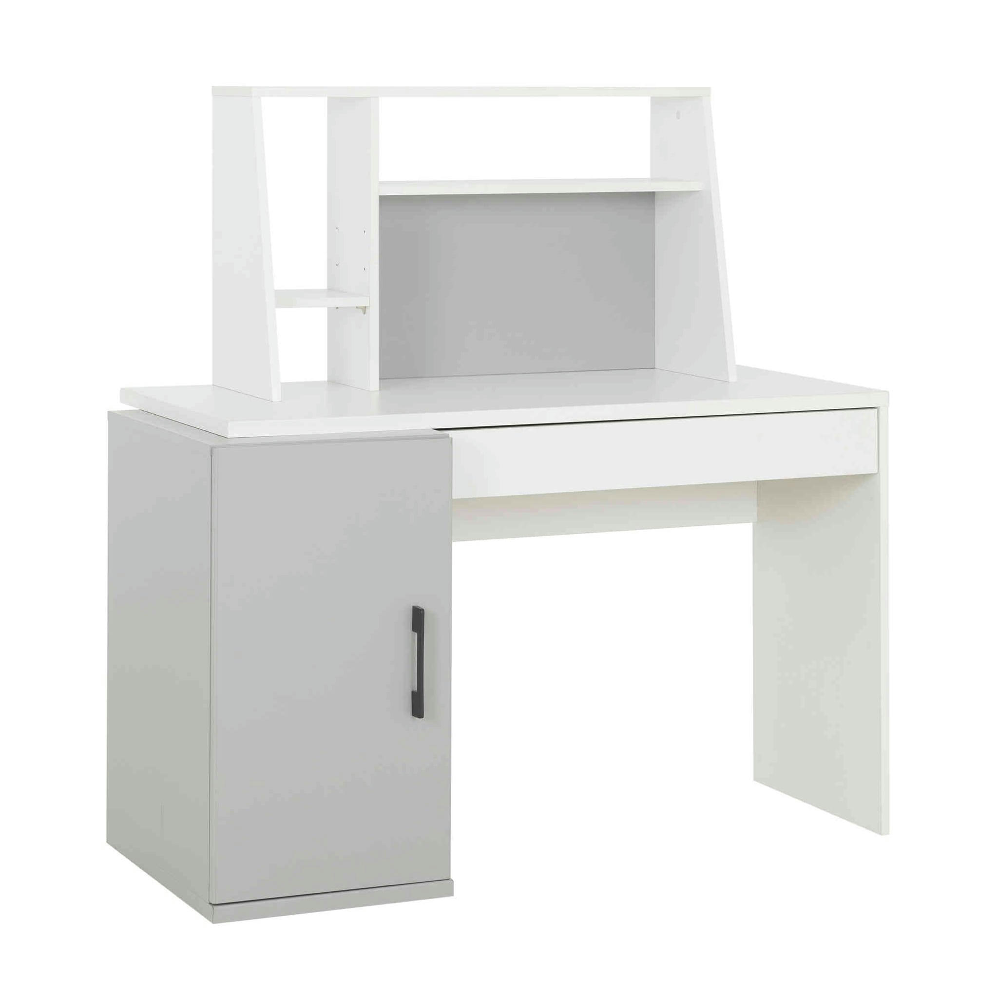 - Bureau avec surmeuble en bois gris et blanc