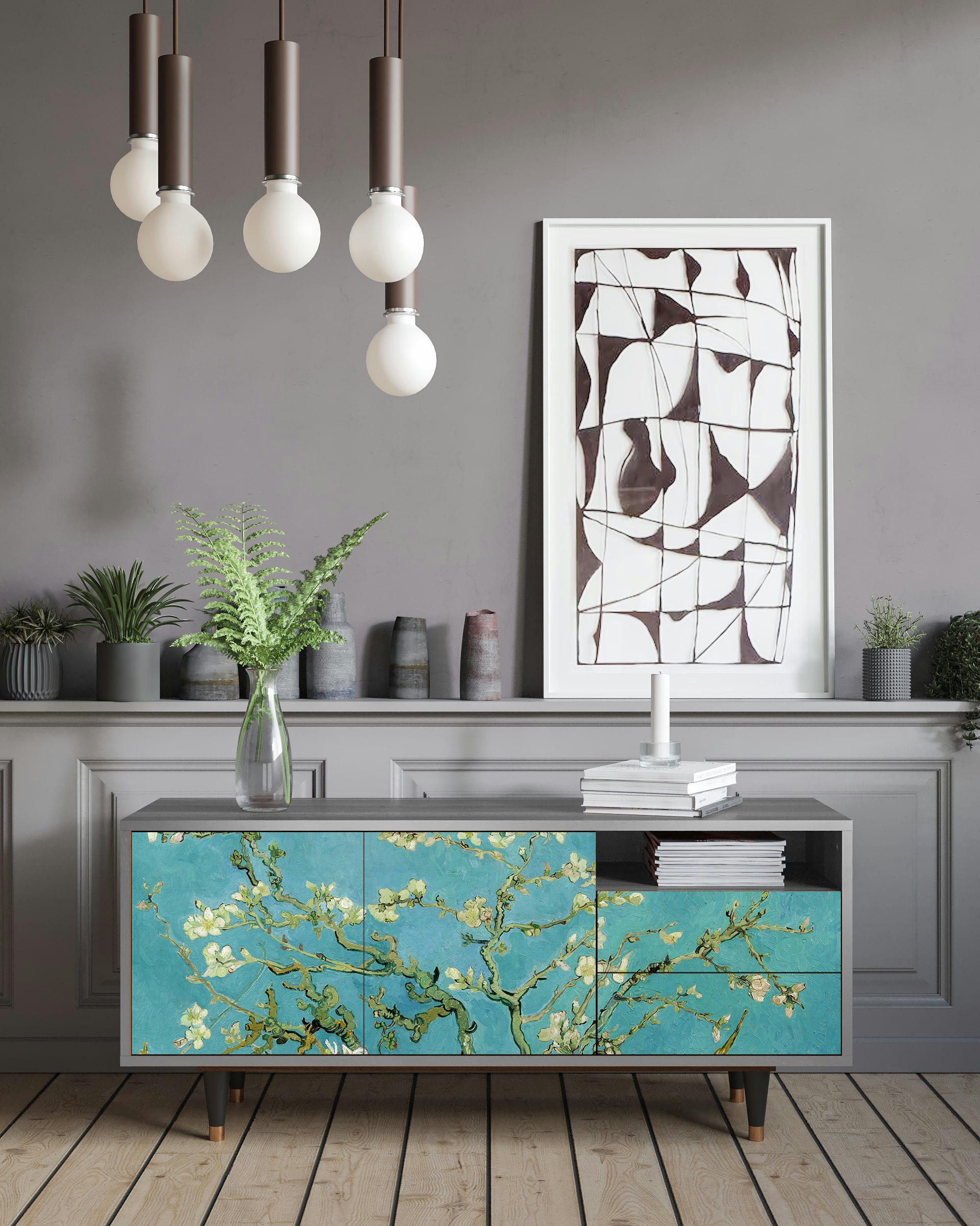 ALMOND BLOSSOM BY VAN GOGH - Meuble TV  bleu 2 tiroirs et 2 portes L 125 cm