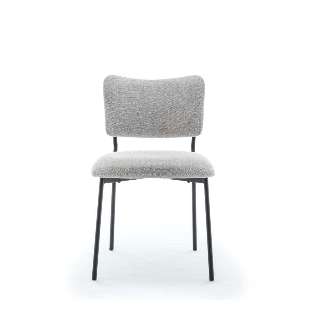 VANDER - Lot de 2 chaises en tissu et métal gris clair