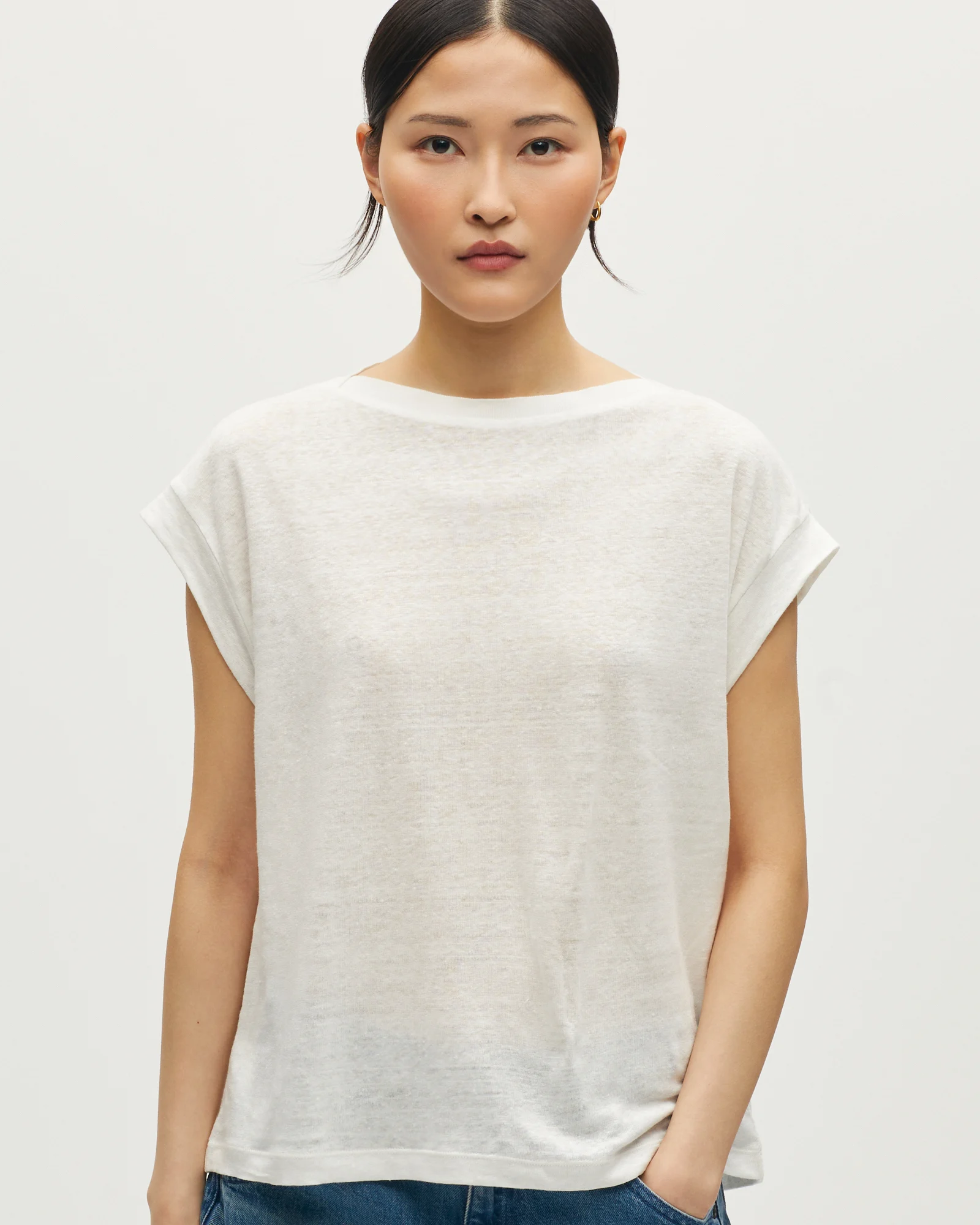 T-shirt boxy en lin KARO