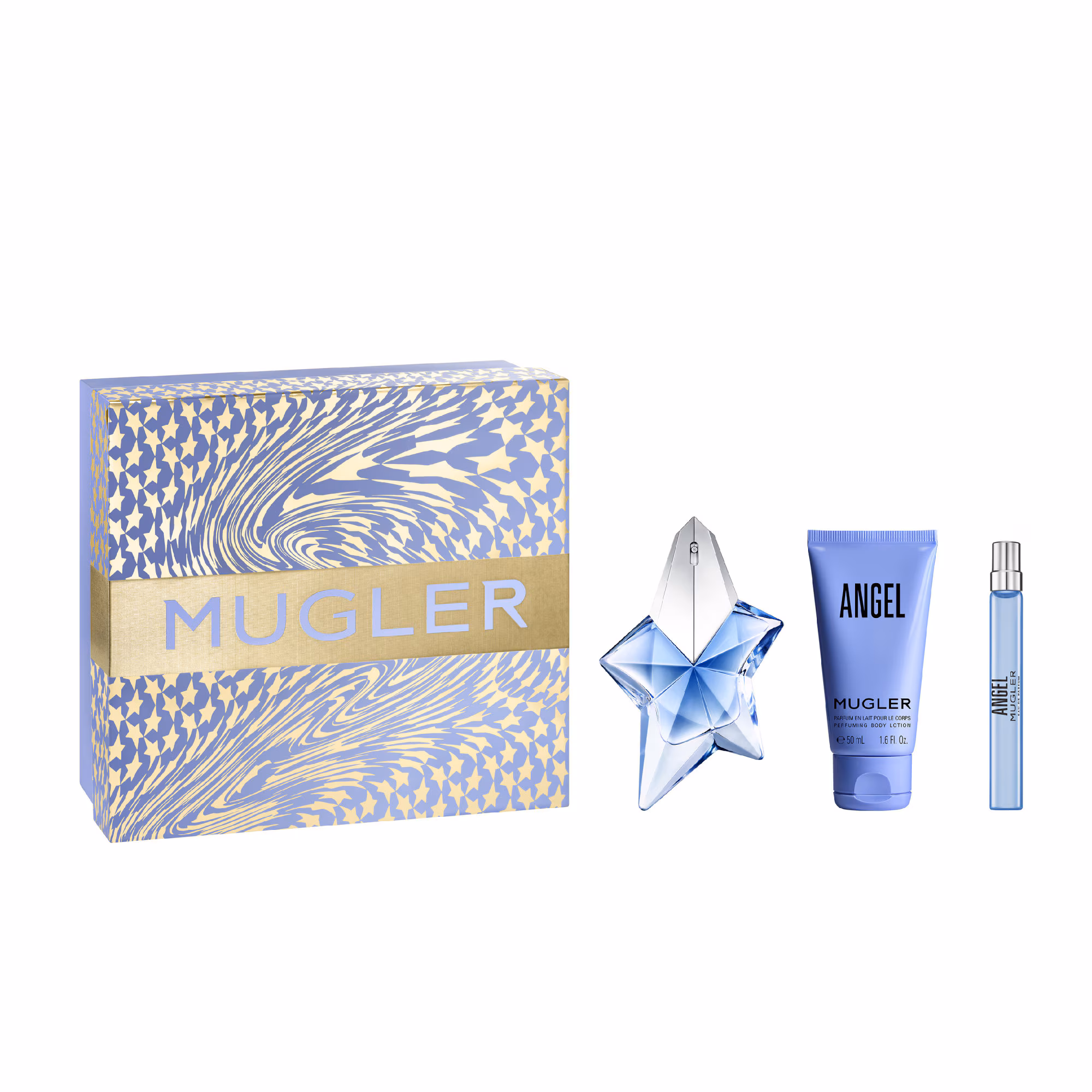 ANGELCoffret eau de parfum rechargeable 50ml + lait pour le corps 50ml + vaporisateur voyage eau de parfum 10ml