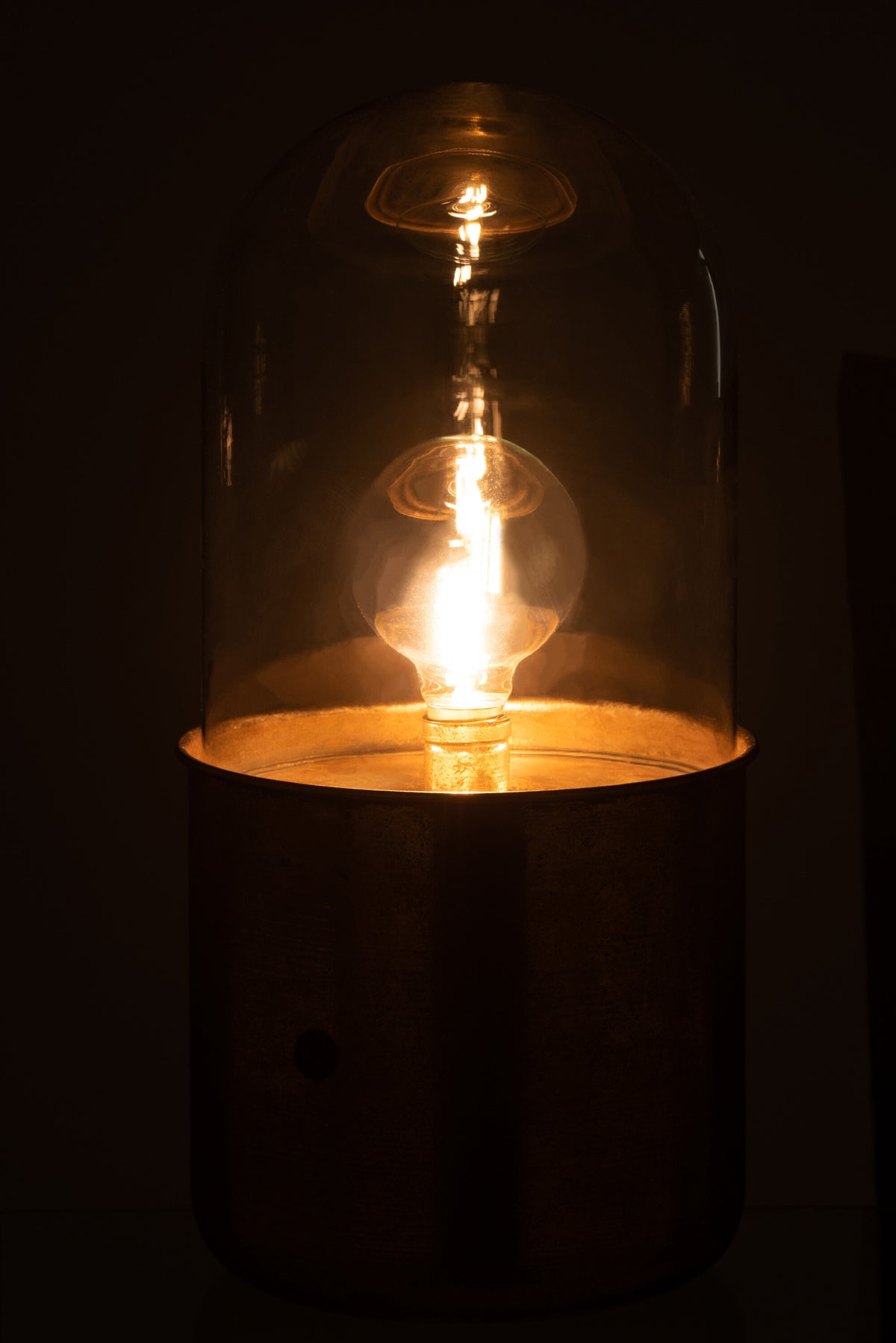 J-Line tafellamp Antiek - glas/zink - goud - large - LED lichtjes