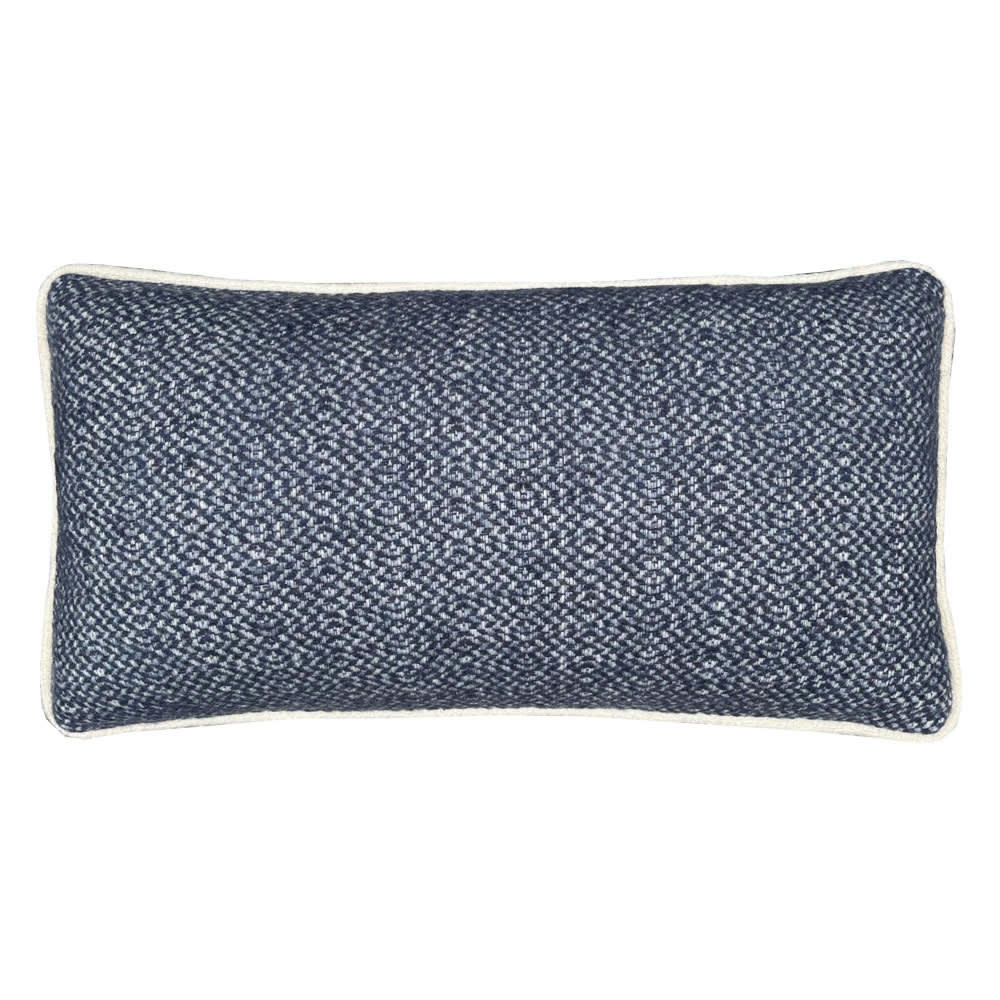 RECYCLÉE - Coussin rectangle en laine recyclée structure bleu sidéral 35x60
