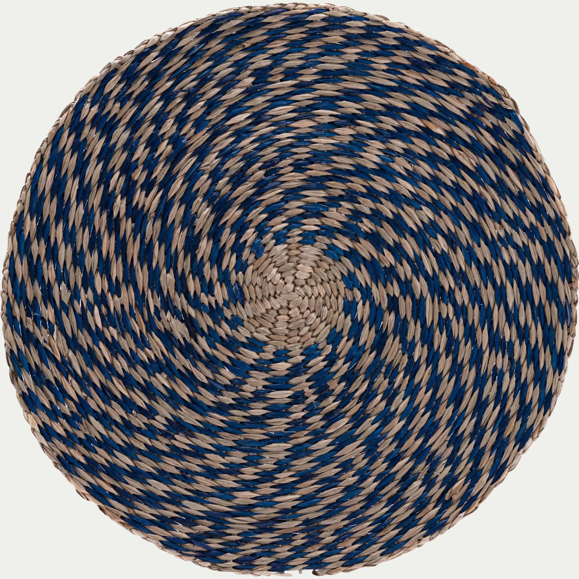 JOSEON - Lot de 2 sets de table ronds en jonc de mer D36cm - bleu