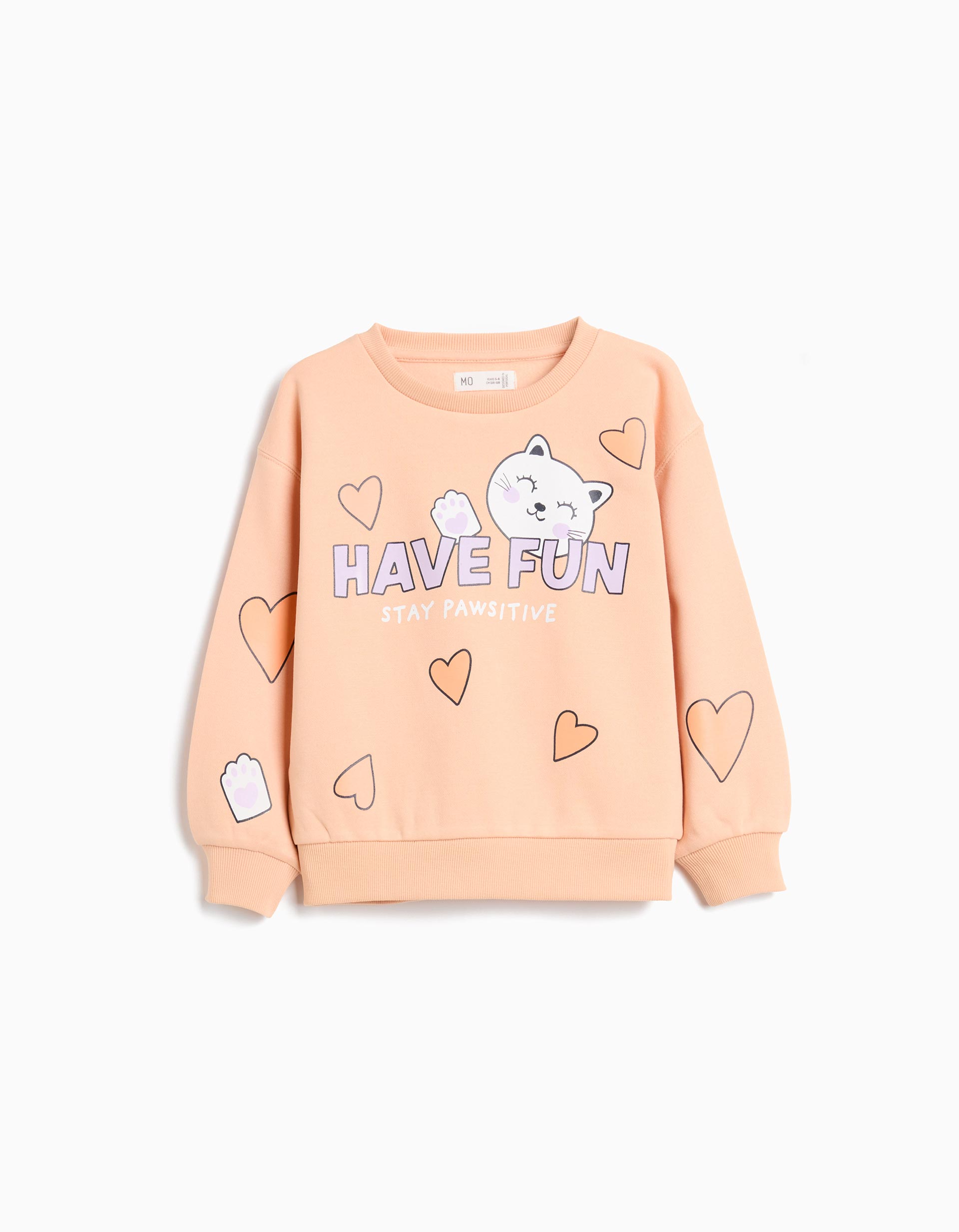 Sweatshirt de Felpa, Menina, Laranja Claro