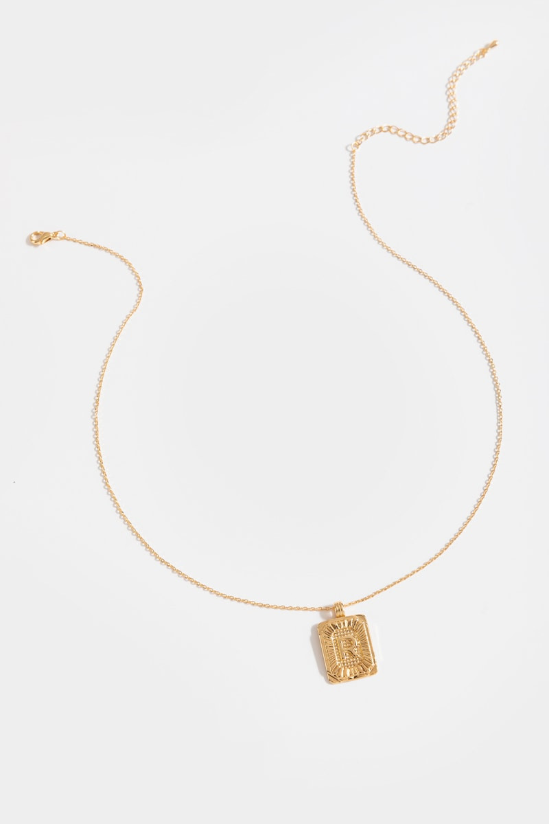 Initial ID Tag Pendant Necklace