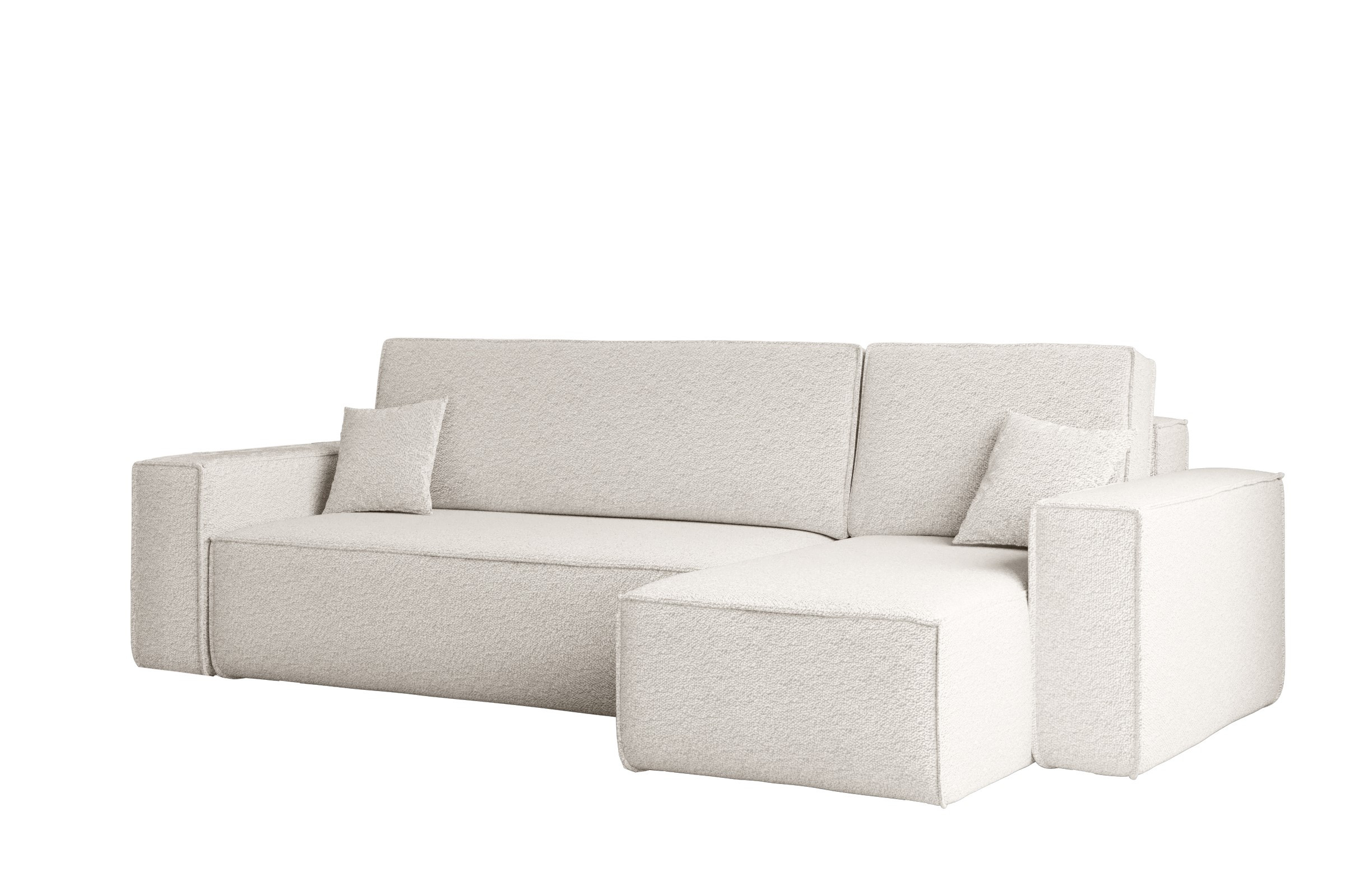 Sofa w kształcie L BEST, tkanina Abriamo, Ecru Prawostronny