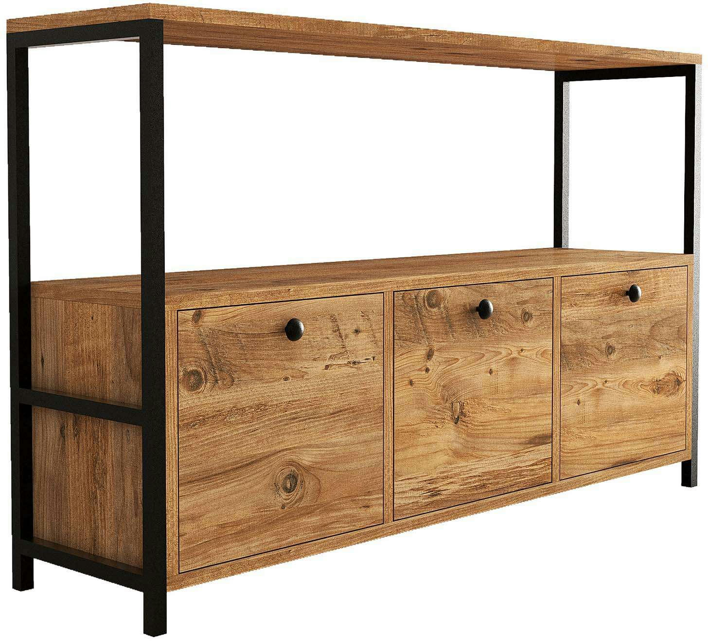 BUFFET - Buffet en aggloméré et métal 3 portes nero