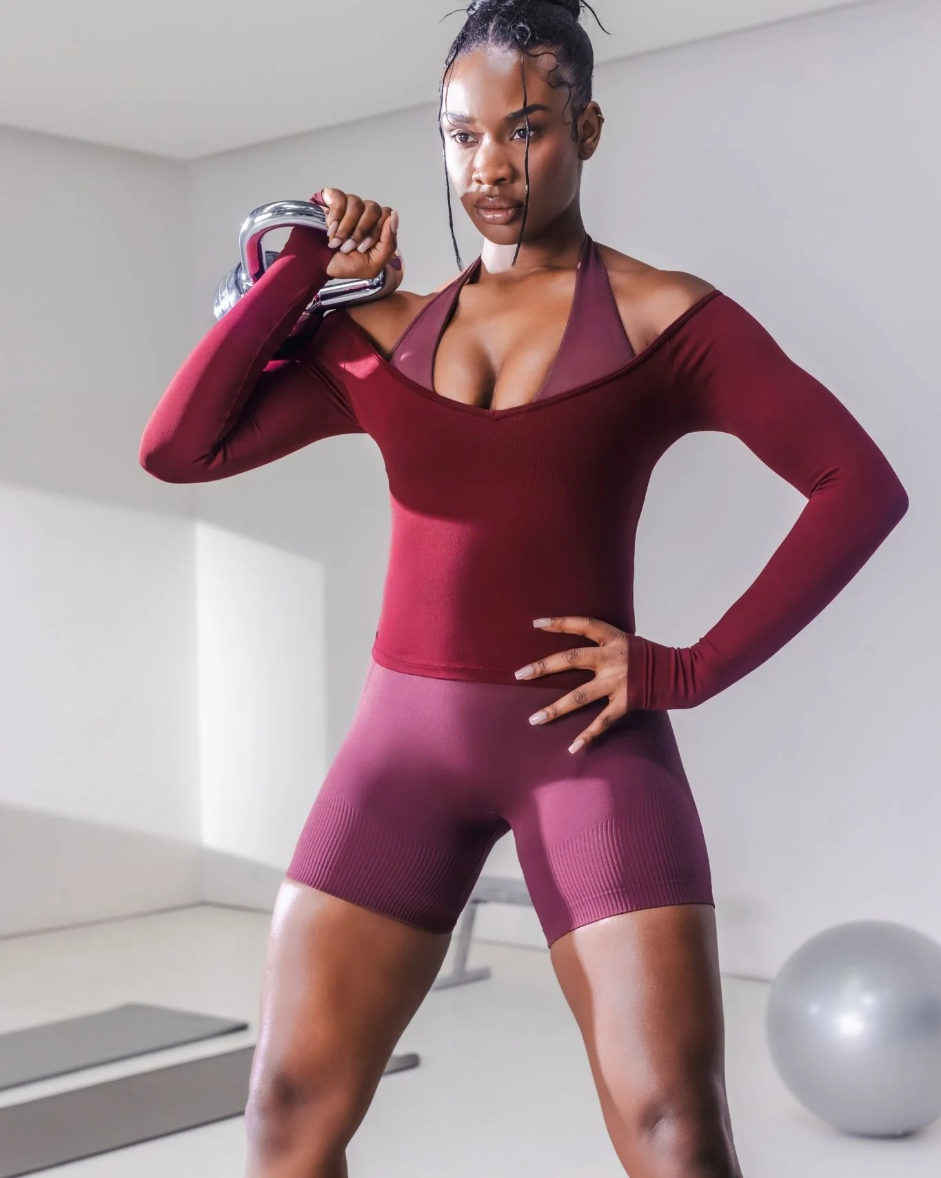 Elevate™ Sculpting Seamless V-Neck Top | Merlot