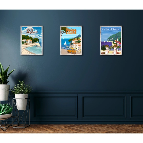 Gerahmtes Bild, ca. 30x40 cm, 3er Set 995