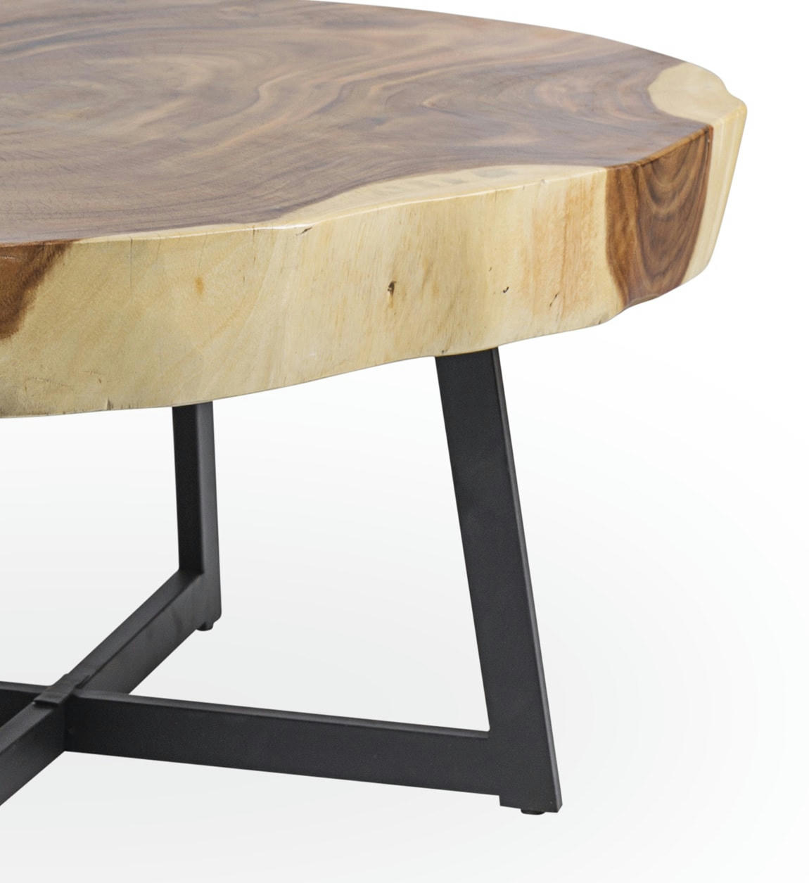 - Table basse en bois marron et en fer noir