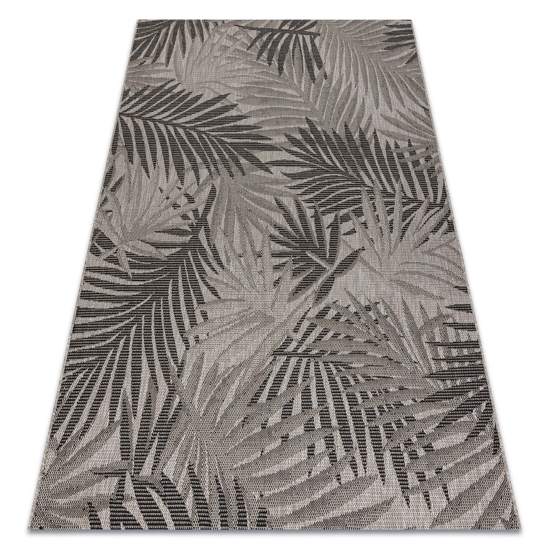 DYWAN SZNURKOWY SIZAL FLOORLUX 20504 LIŚCIE srebrny / czarny 60x110 cm