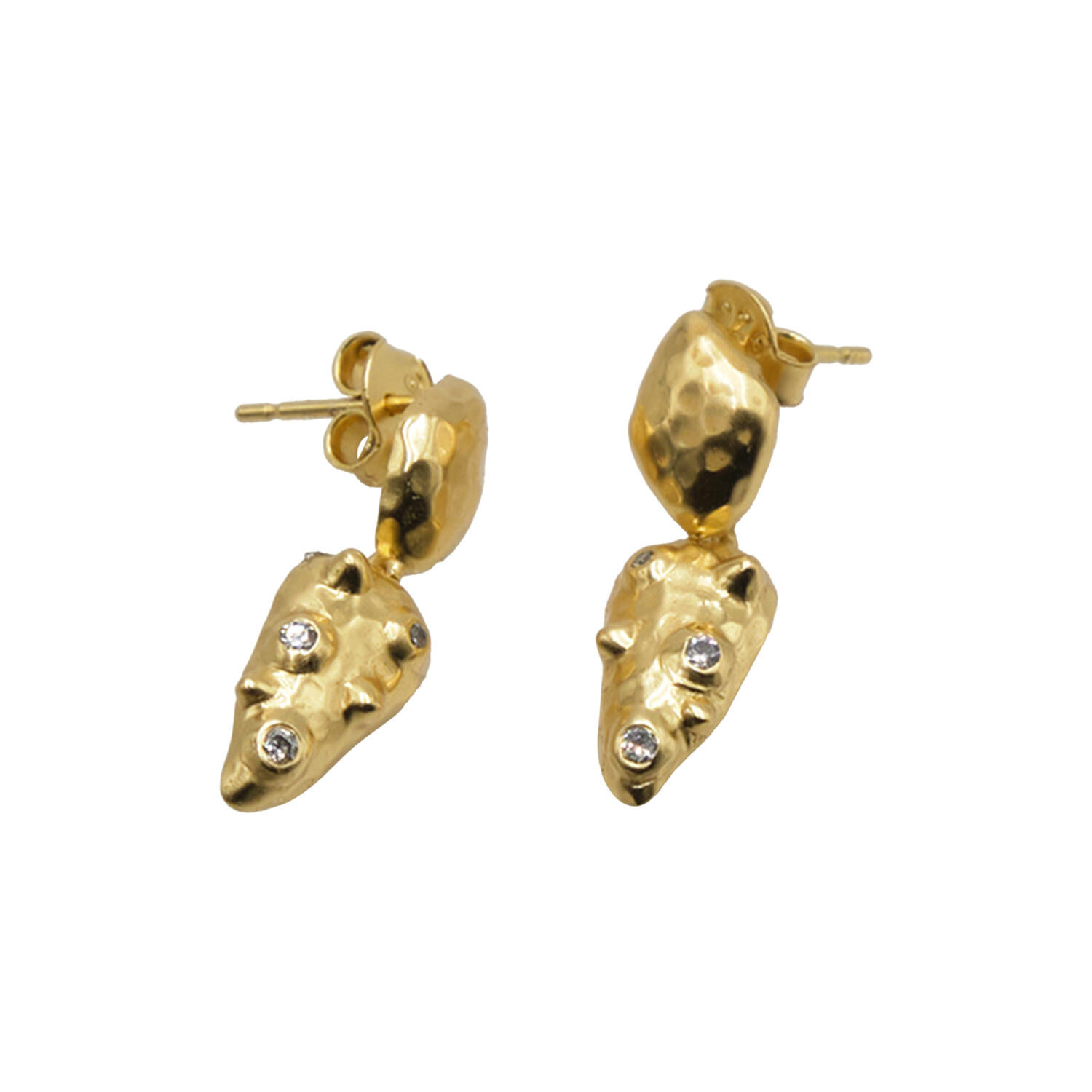 Double Moon Earrings, gold