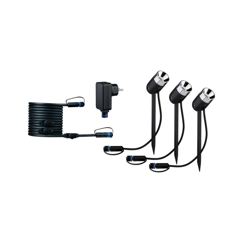 Spot extérieur LED Plug & Shine Spot Pike blanc chaud 2,2 W 3 pièces PAULMANN