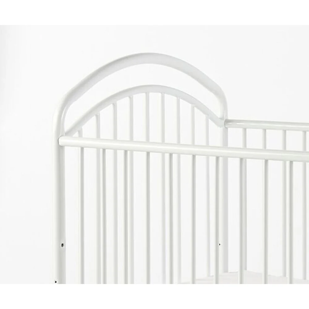 Metal 3 in 1 Full Size Twin Arched Crib with Grid Details, White