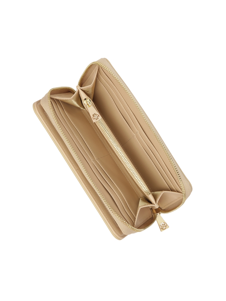 Beige minimalist leather wallet