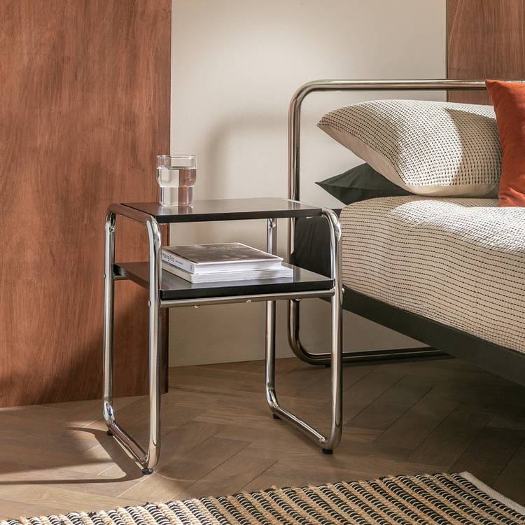 Habitat Albers Bedside Table - Black & Silver