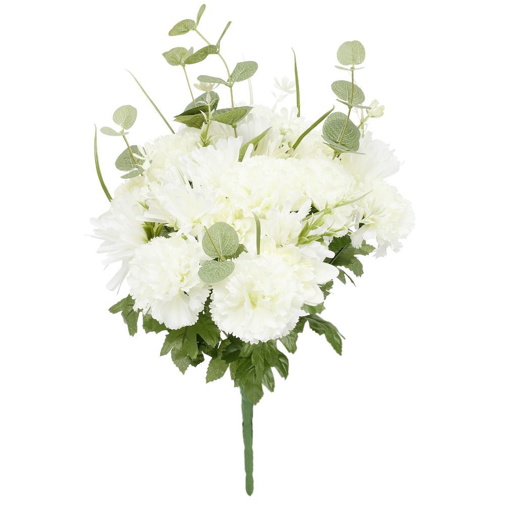 Piquet fleur artificielle Ø30xH48cm blanc