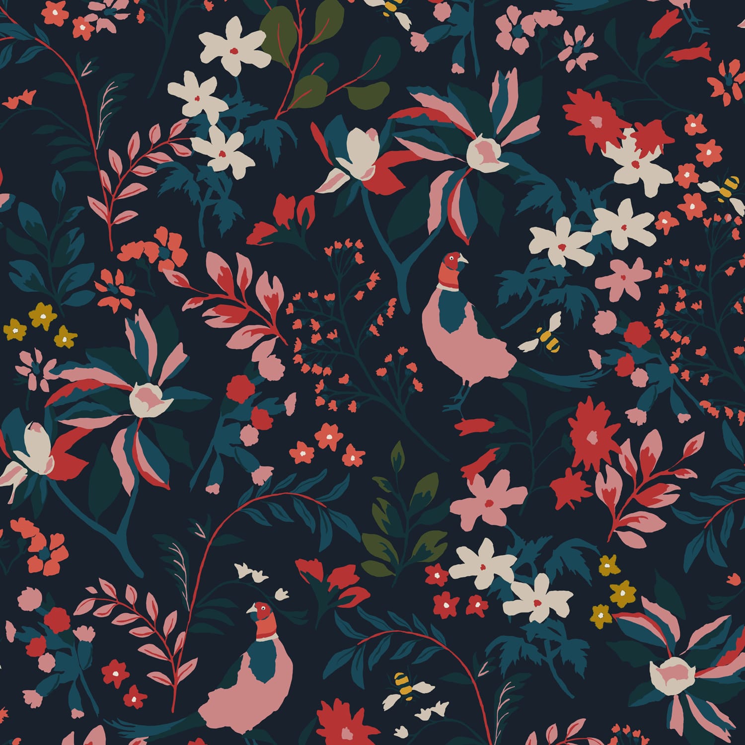 Joules Vliesbehang - Fields edge Floral French - Blauw - 10mx52cm
