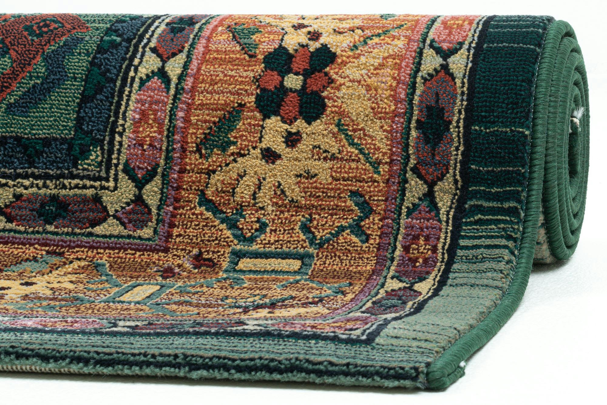 GABIRO - Tapis d'orient nomade tissé machine - Vert 68x235 cm