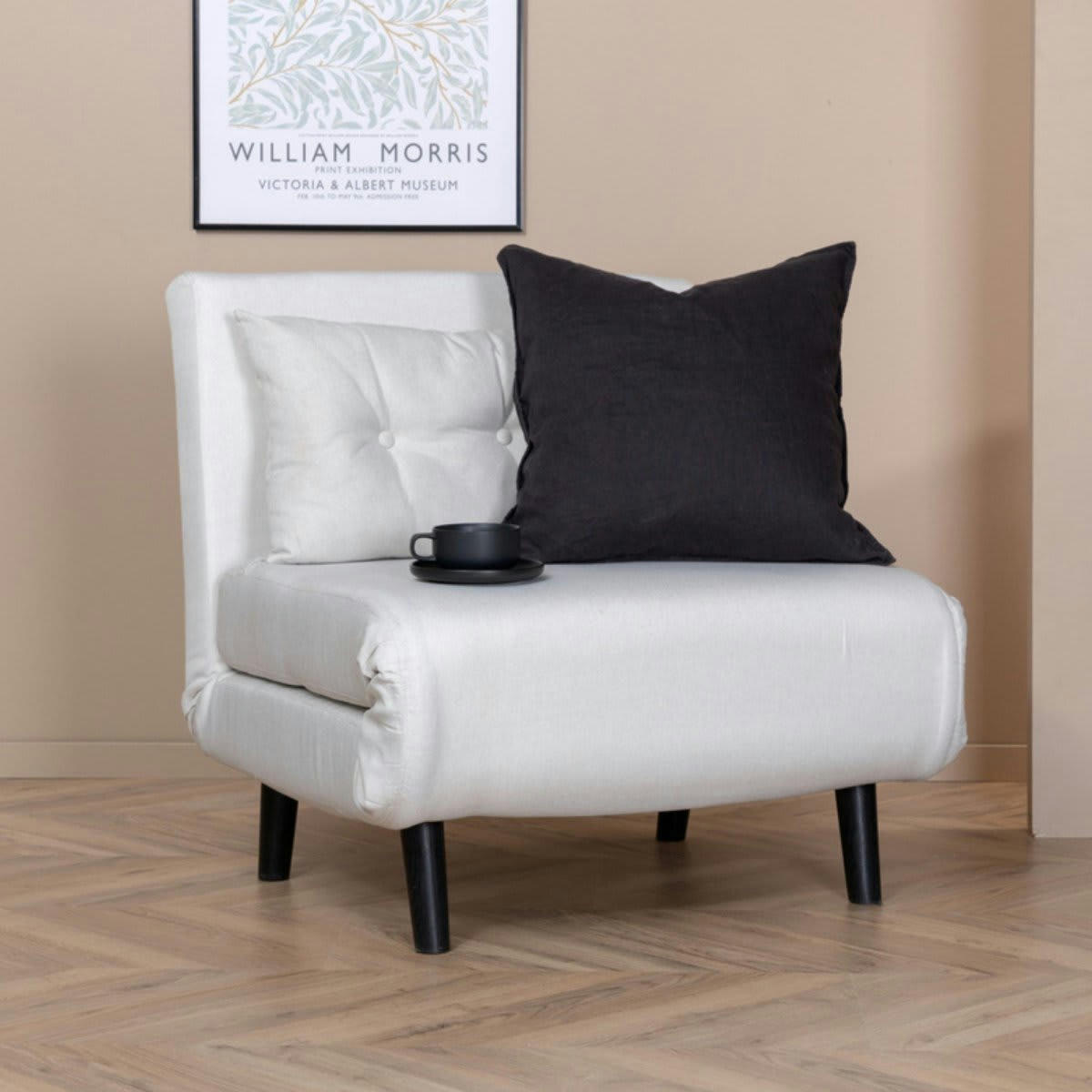 PAXO - Fauteuil chauffeuse en velours blanc