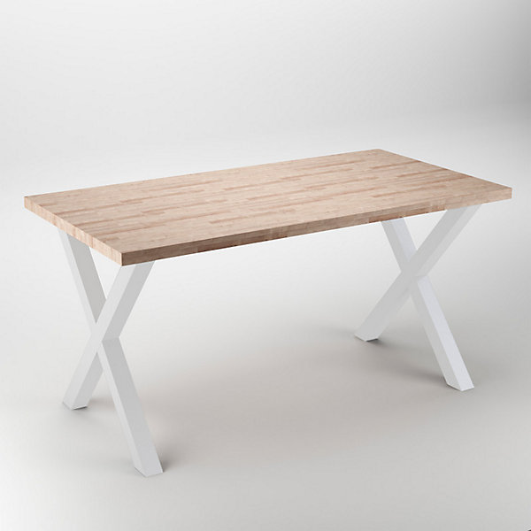 Emuca Jeu de pieds Cross pour table, largeur 695mm, Acier, Peint en blanc