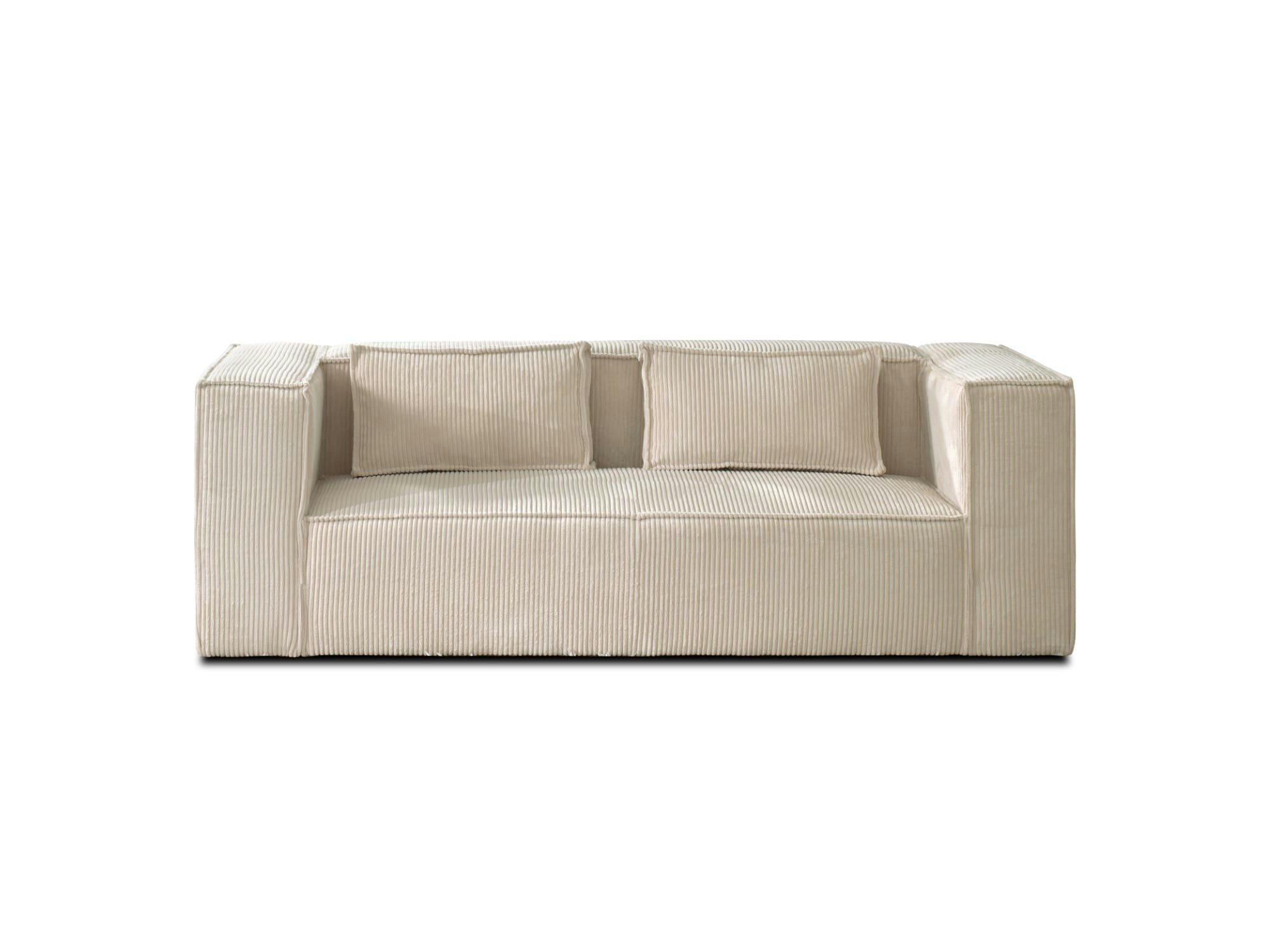 STELLA - Canapé droit 2 places en velours côtelé beige