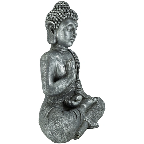 Buddha, BxH: 28 x 60 cm, Magnesia, grau/silberfarben