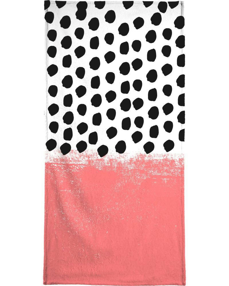 LOLA - Serviette de bain en éponge-velours en blanc & noir 70x140