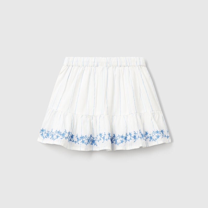 Striped skirt with floral embroidery
