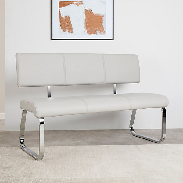 Banc design avec dossier VILAS, en synthétique gris clair