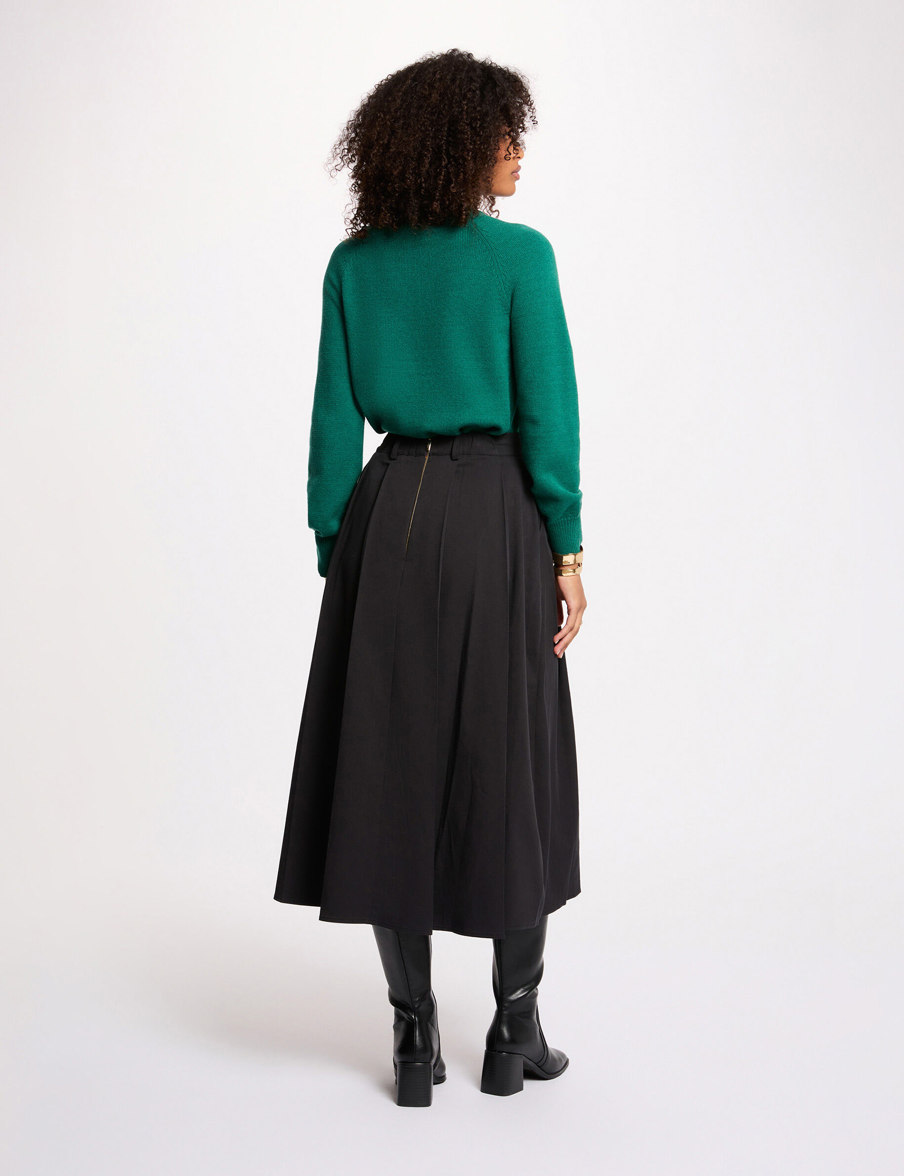 Sweater With Round Neck And Long Sleeves Green Women