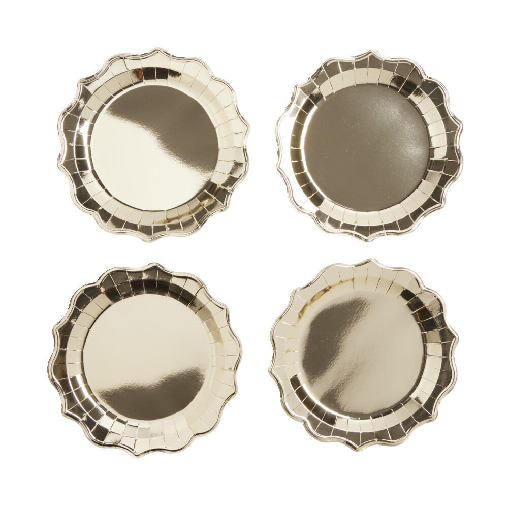 Plateau de présentation rond x4 carton métallisé doré Ø26cm