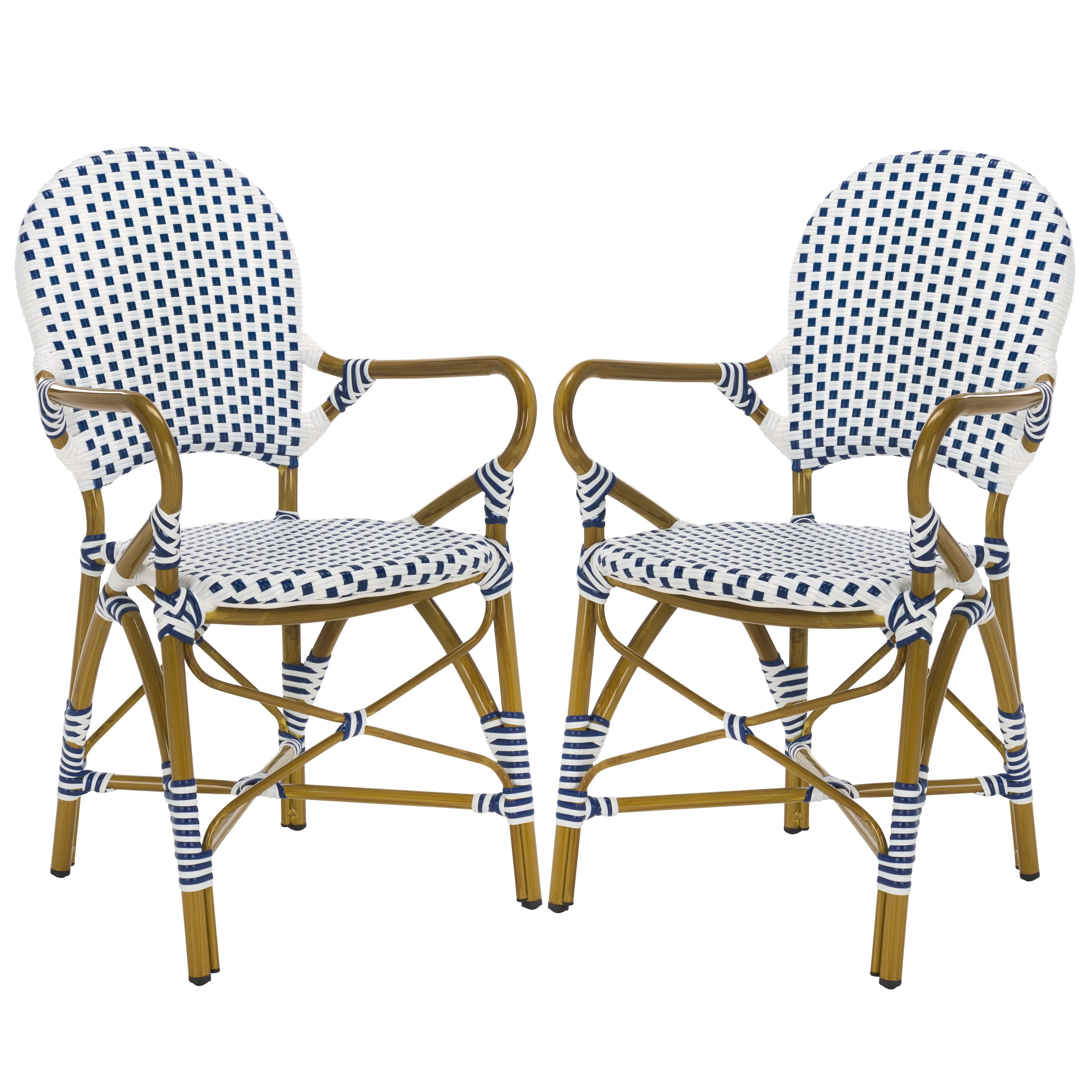 SAFAVIEH Hooper Blue/White Indoor Outdoor Arm Chair (Set of 2) - 21W x 22D x 35H