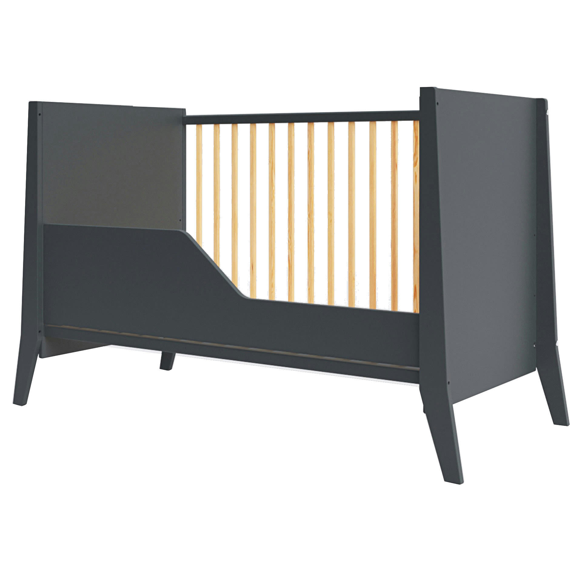 ZOÉ - Lit bébé évolutif en bois - Anthracite - 120x60 cm