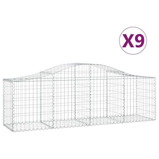 NNEVL Arched Gabion Baskets 9 pcs 200x50x60/80 cm Galvanised Iron