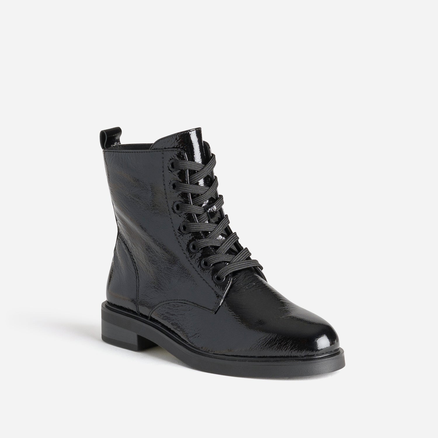 Bottines à lacet CAPRICE noire cuir verni
