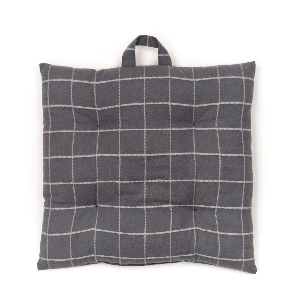 MOUNTAIN - Assise matelassée imprimé en coton anthracite 40x40