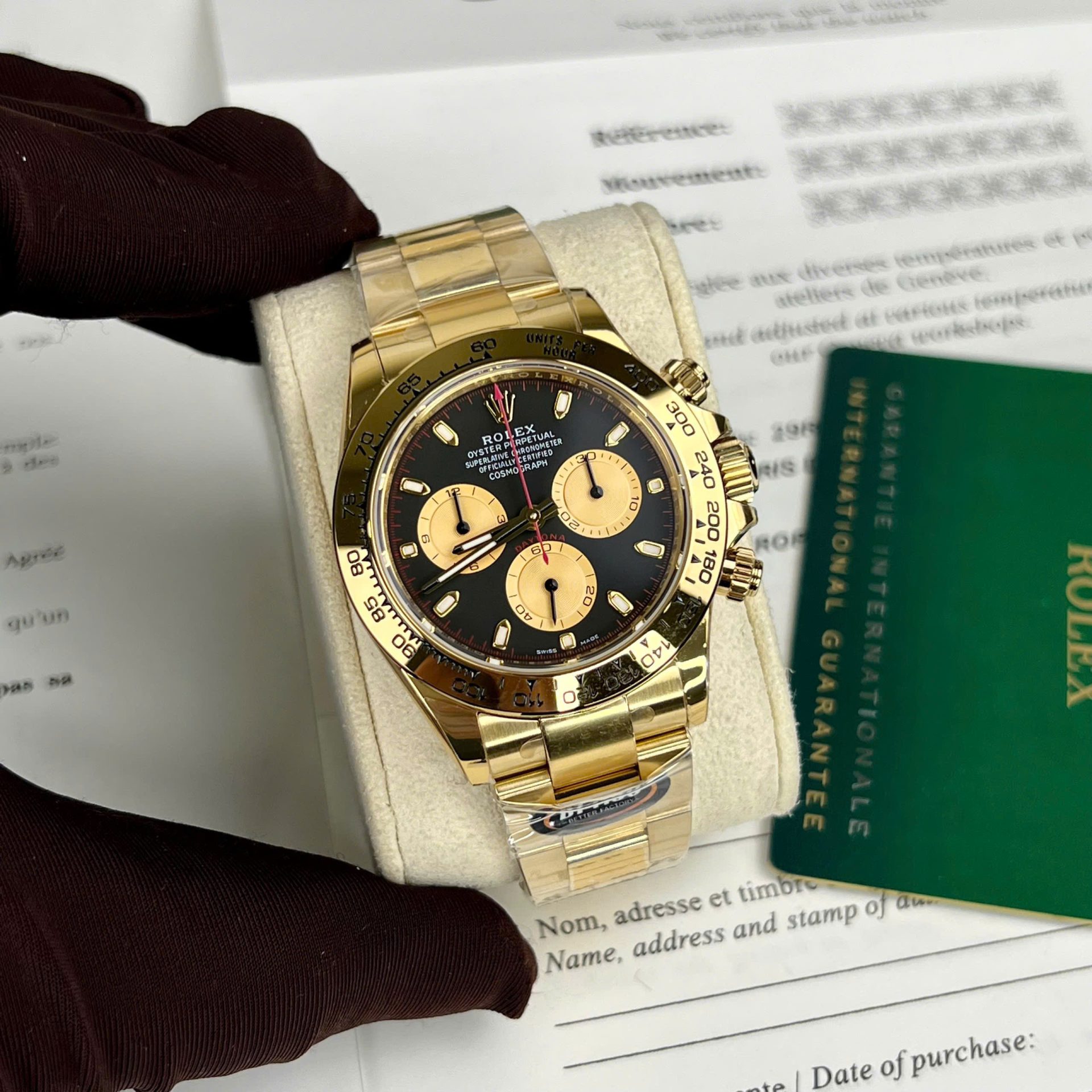Rolex Daytona YG Plated Black Dial 40mm Oyster Super Clone