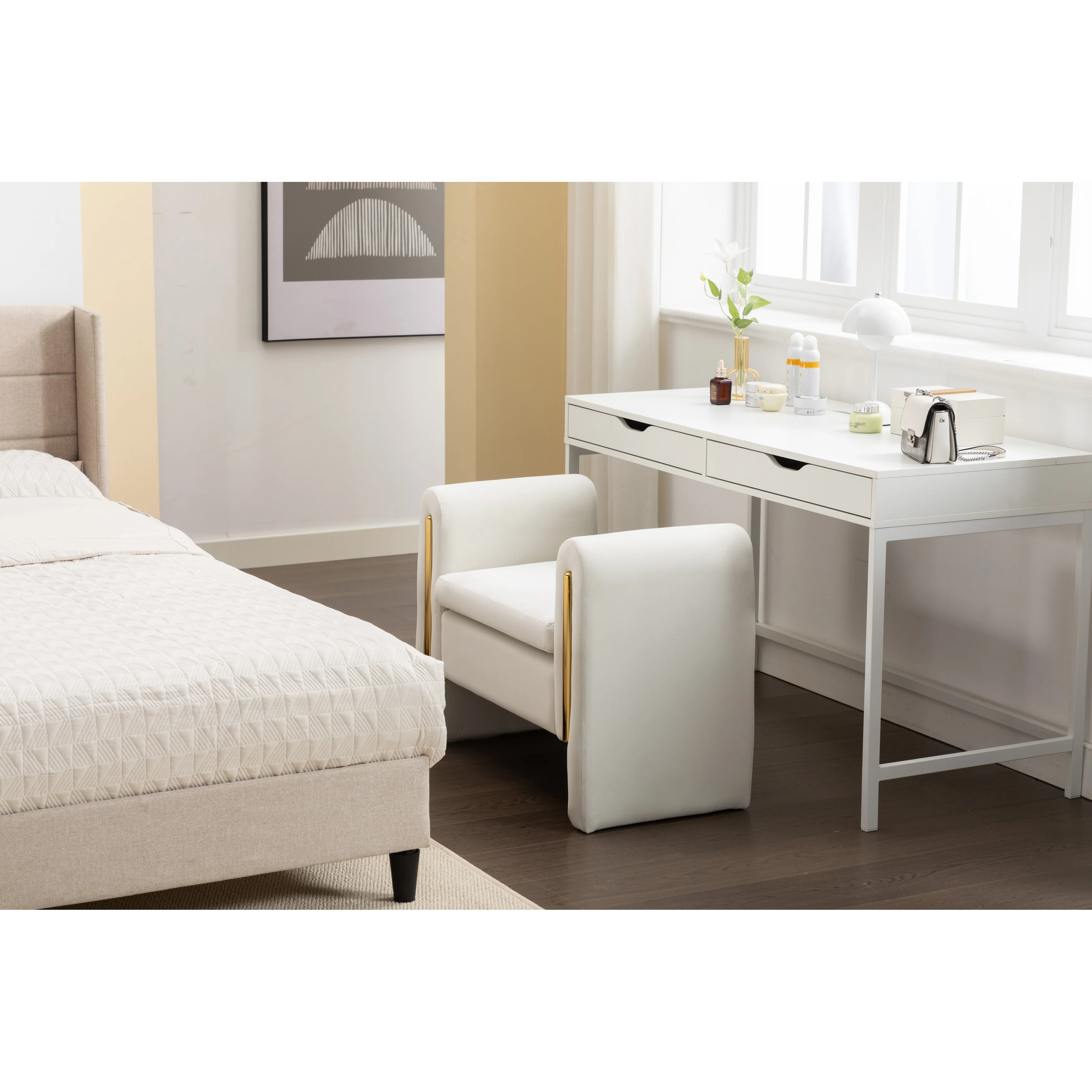 Velvet Fabric Single Bench Shoe Bench Makeup Bench For Bedroom Indoor