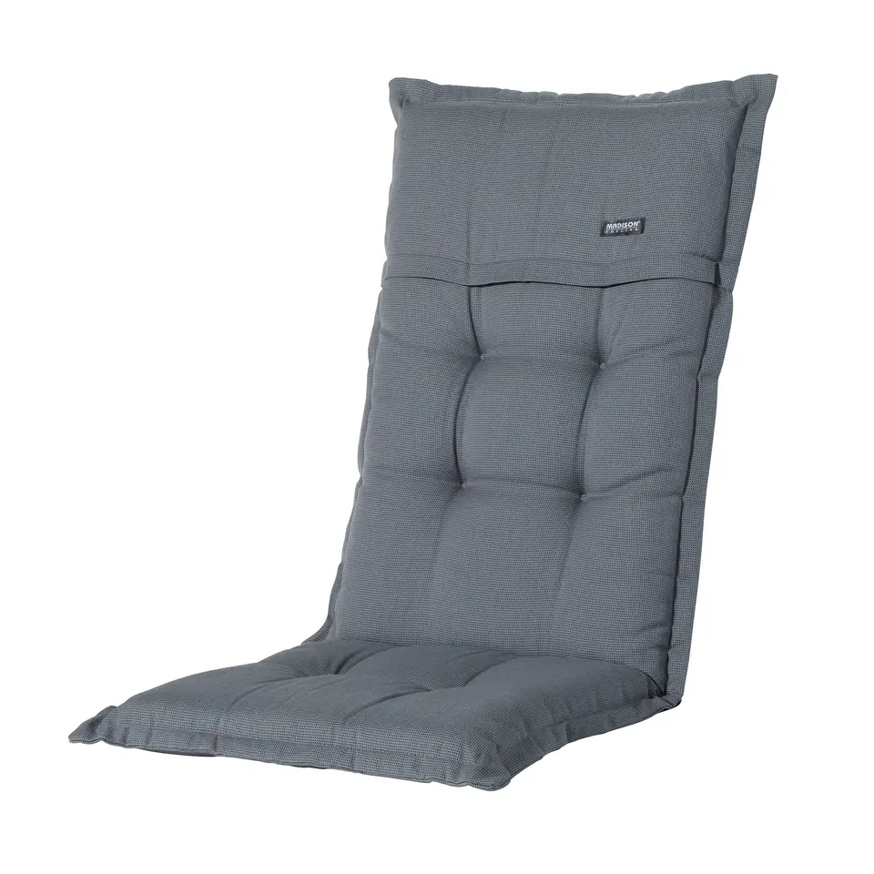 Madison - Tuinstoelkussen Lage Rug Rib grey - Ca. 105x50 cm - Set van 4
