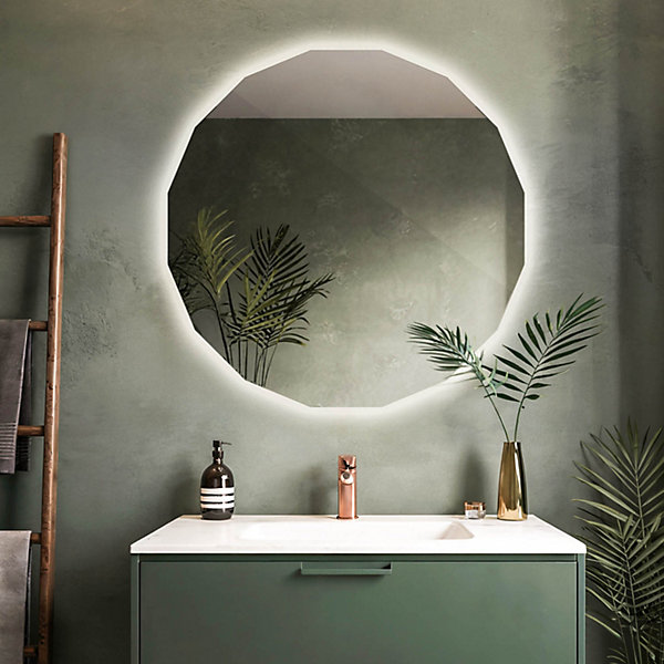 Miroir Géométrique LED Tulup 100 x 100 cm Lumière Neutre Grand Miroir Suspendu pour Chambre