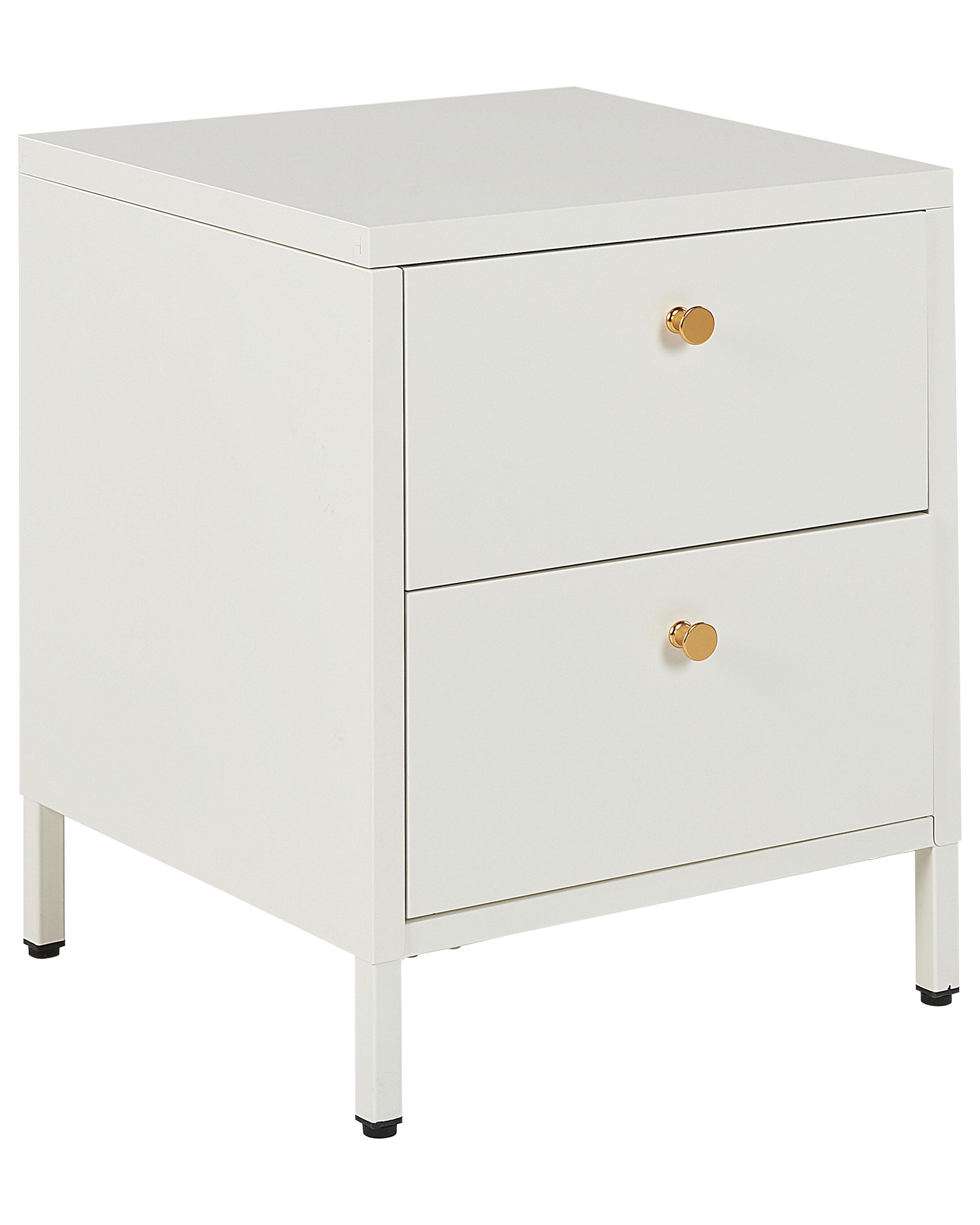 2 Drawer Bedside Table KYLEA Metal White
