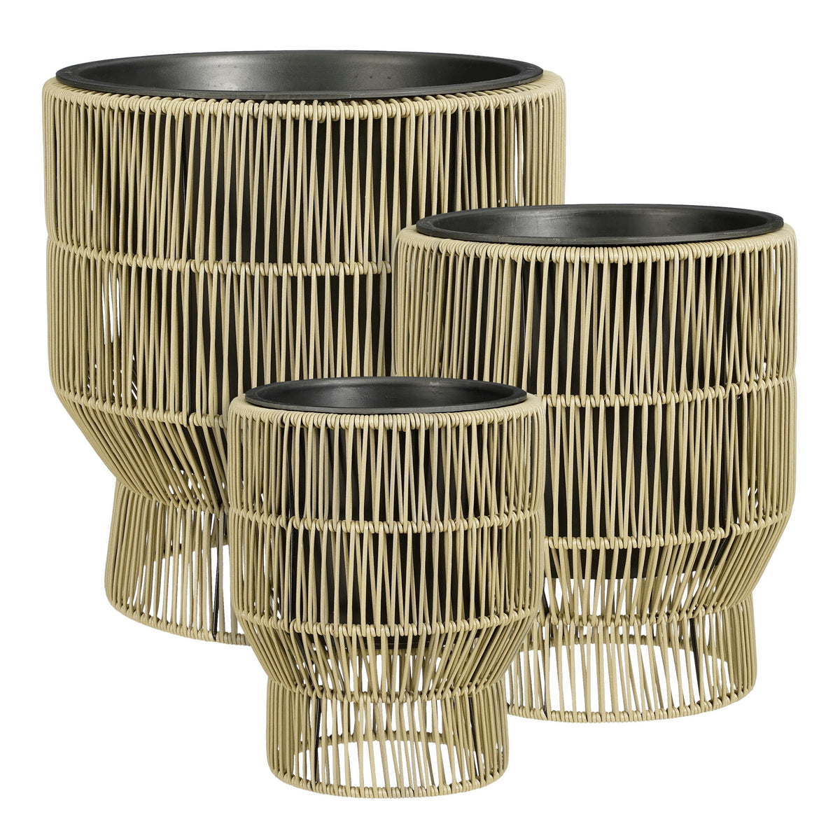 Mica Decorations Peta Bloempot op Standaard voor Buiten – Set van 3 – Plantenpot voor Bloemen en Buitenplanten – Bloempotten voor Buiten – Groen