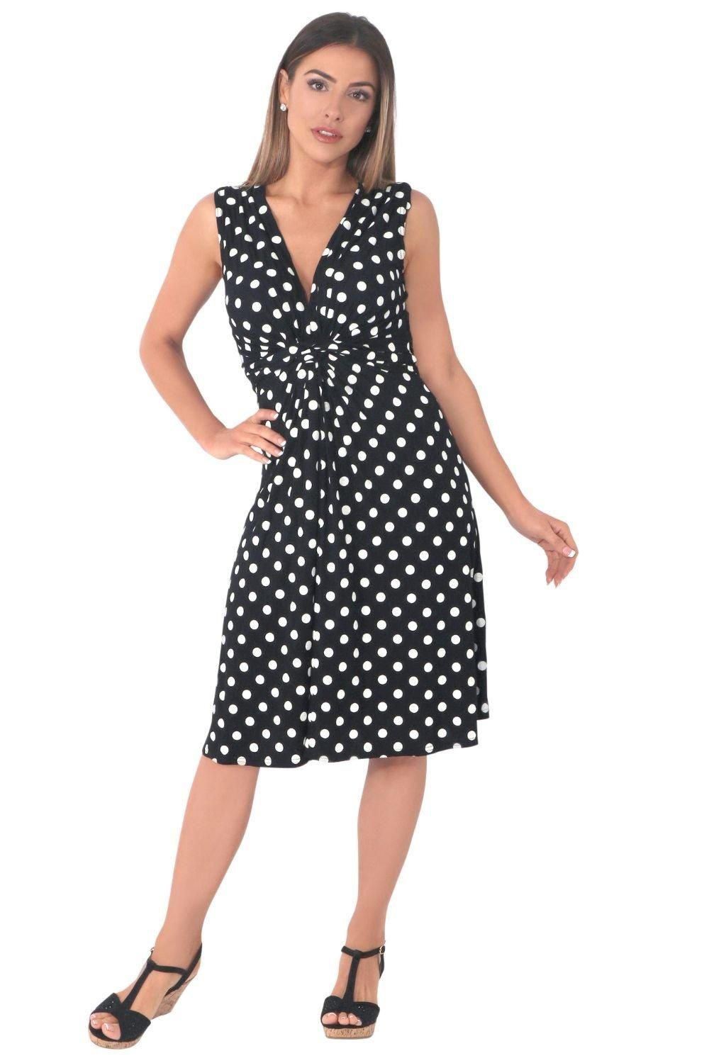KRISP Knot Front Polka Dot Mini Dress
