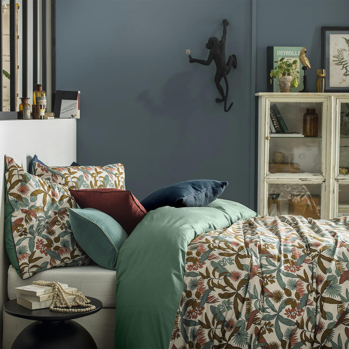 JANE CRUISE - Housse de couette en percale de coton bleu 260x240
