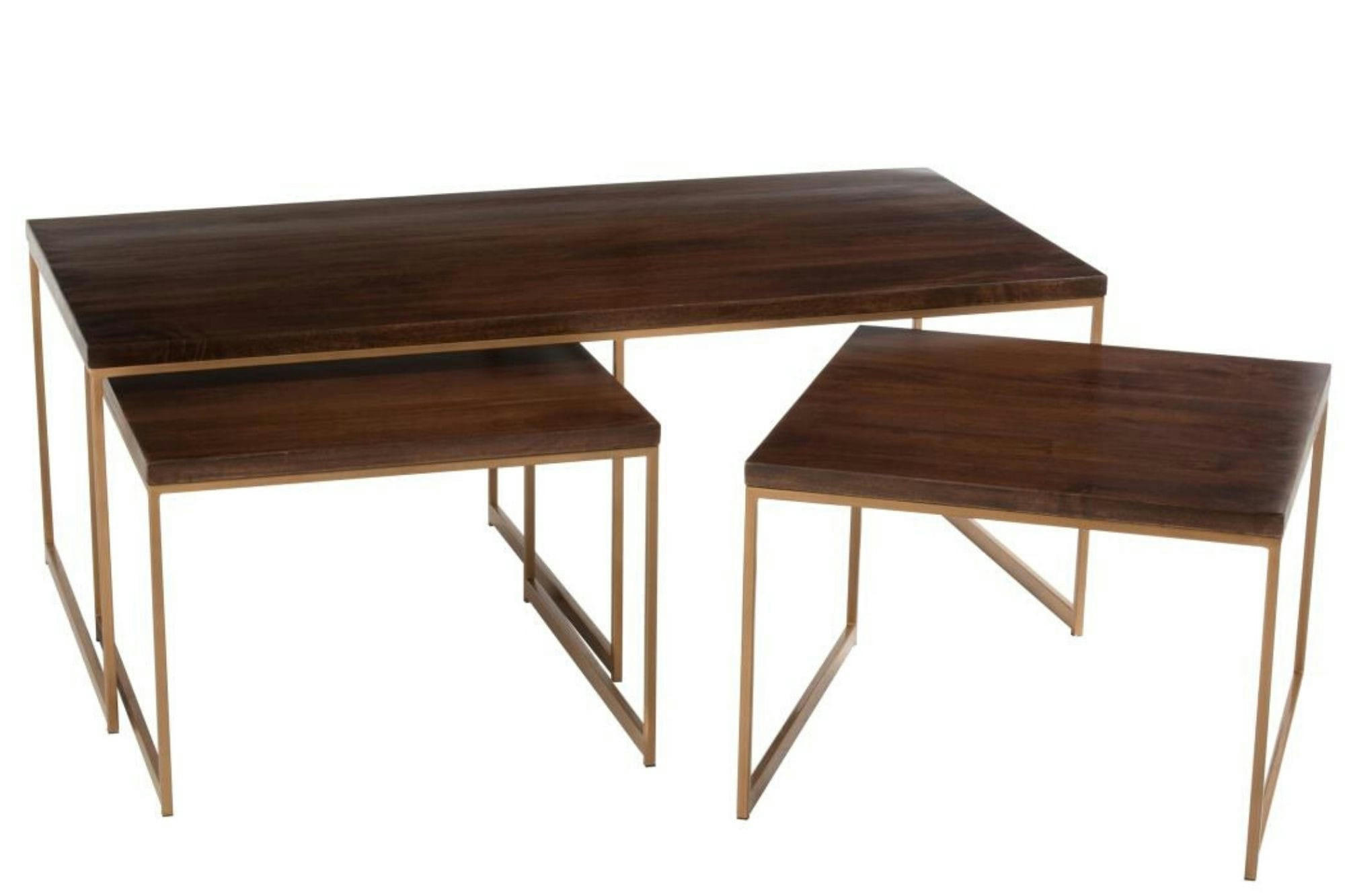 RAPH - Tables basses gigogne en manguier et métal or