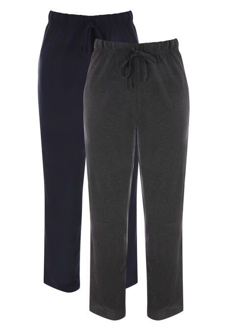 Mens 2pk Grey & Navy Cotton Pyjama Bottoms