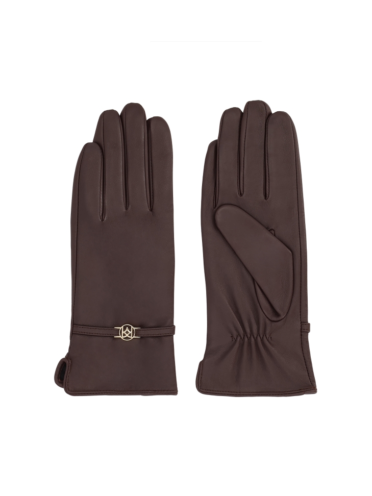 Brown gloves with touchscreen functionality